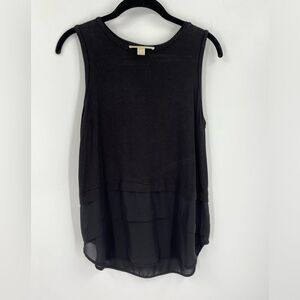 Michael Kors Black Sleeveless Layered Hem Blouse size M